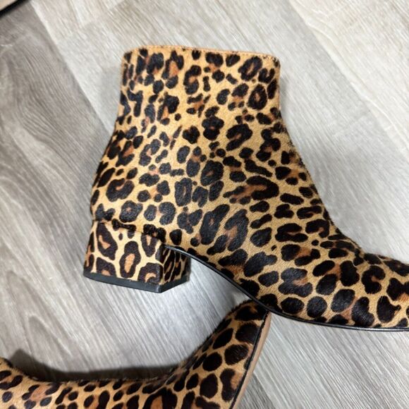 Dolce Vita Ankle Bootie Womens 7 Tan/Brown Cheetah Leopard Print Cow Fur Boots - Picture 4 of 10